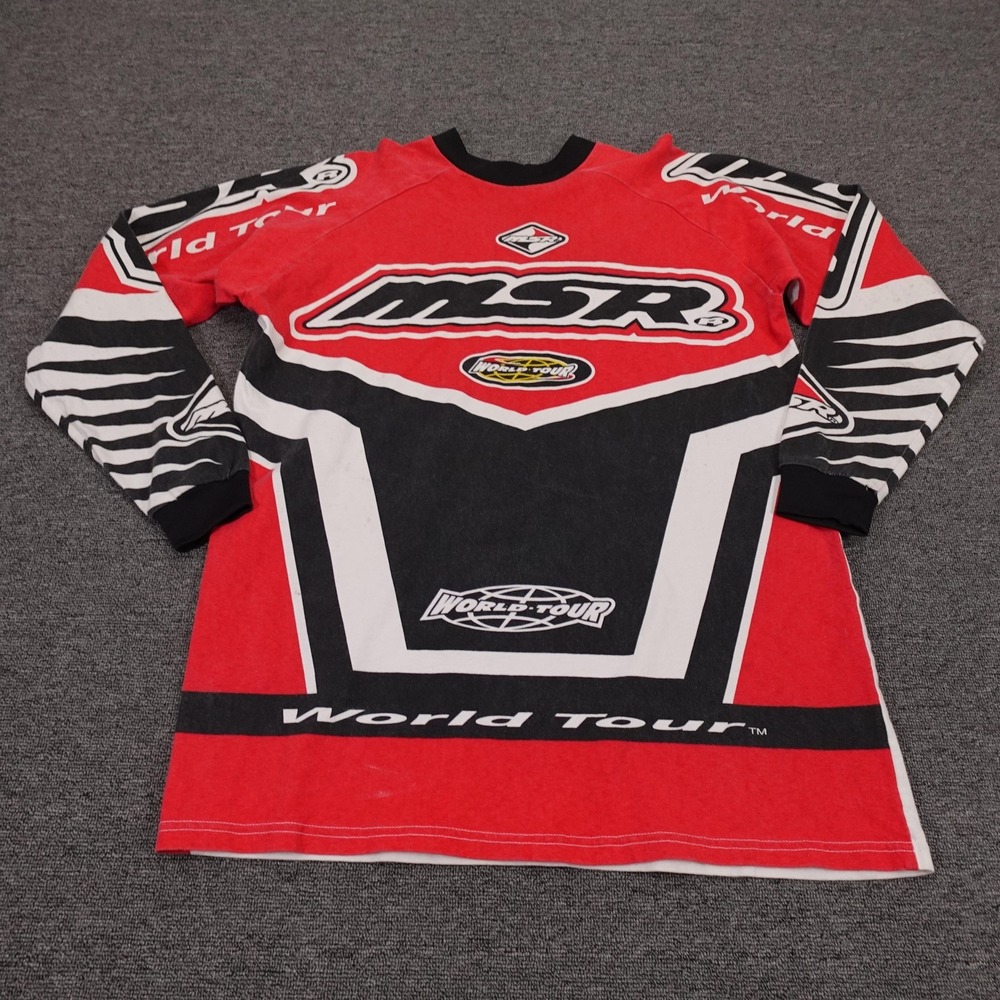 Vintage MSR Shirt Mens Medium Red World Tour Motocross Jersey‎ Racing USA 90s